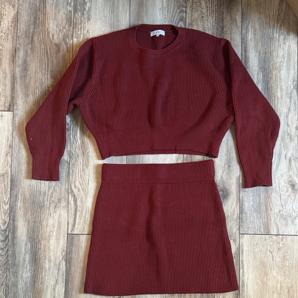 Women's Burgundy Knit Skirt Set by Lilly